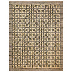 India Swedish Collection Area Rugs - Wool Brown Green Ivory - 93419