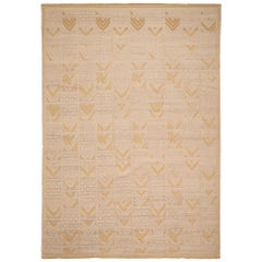 India Swedish Collection Area Rugs - Wool Ivory Yellow Design - 93428