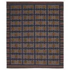 India Swedish Collection Area Rugs - Wool Black Blue Red - 93420