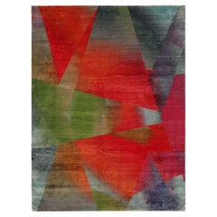 Alfombra India Star Area Rugs - Lana Diseño Azul Verde Rojo - 93575