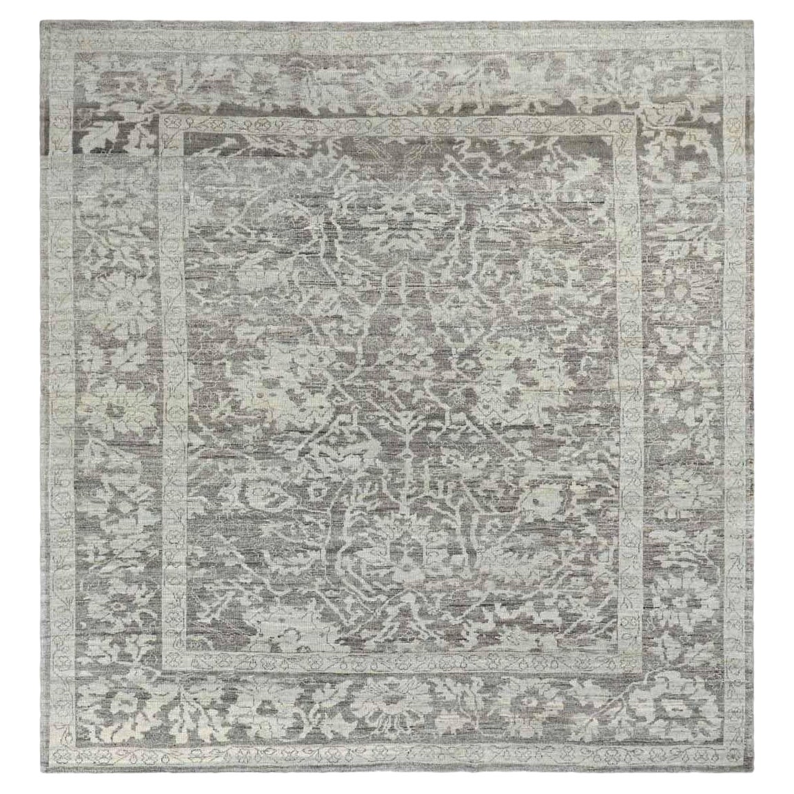 Afghanistan Oushak Quadratische Teppiche - Wolle Braun Elfenbein Design - 93617