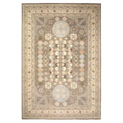 Afghanistan Khotan Over Size Rug - Wool Brown Ivory Design - 93638