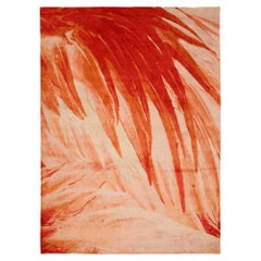 Indische Flamingo-Teppiche - Wolle Elfenbein Orange Rosa Rot Design - 93626