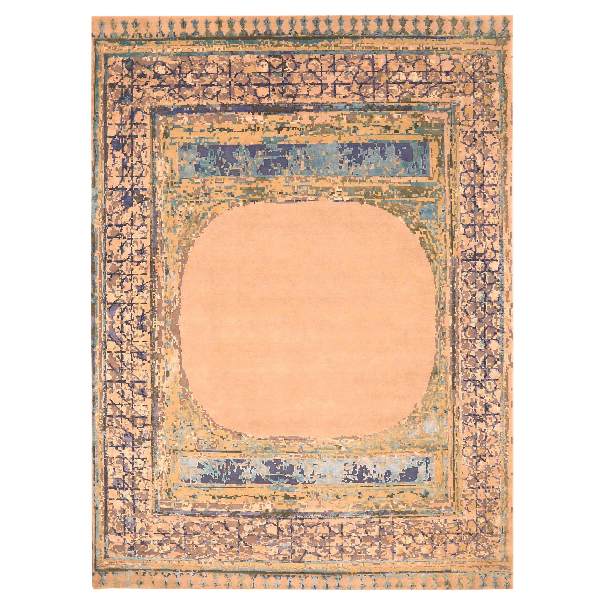 Indien Bereich Teppiche - Wolle Blau Braun Elfenbein Design - 93627