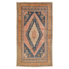 Tapis persans d'Azerbaïdjan - Laine ivoire bleu marine bleu marine - 93645