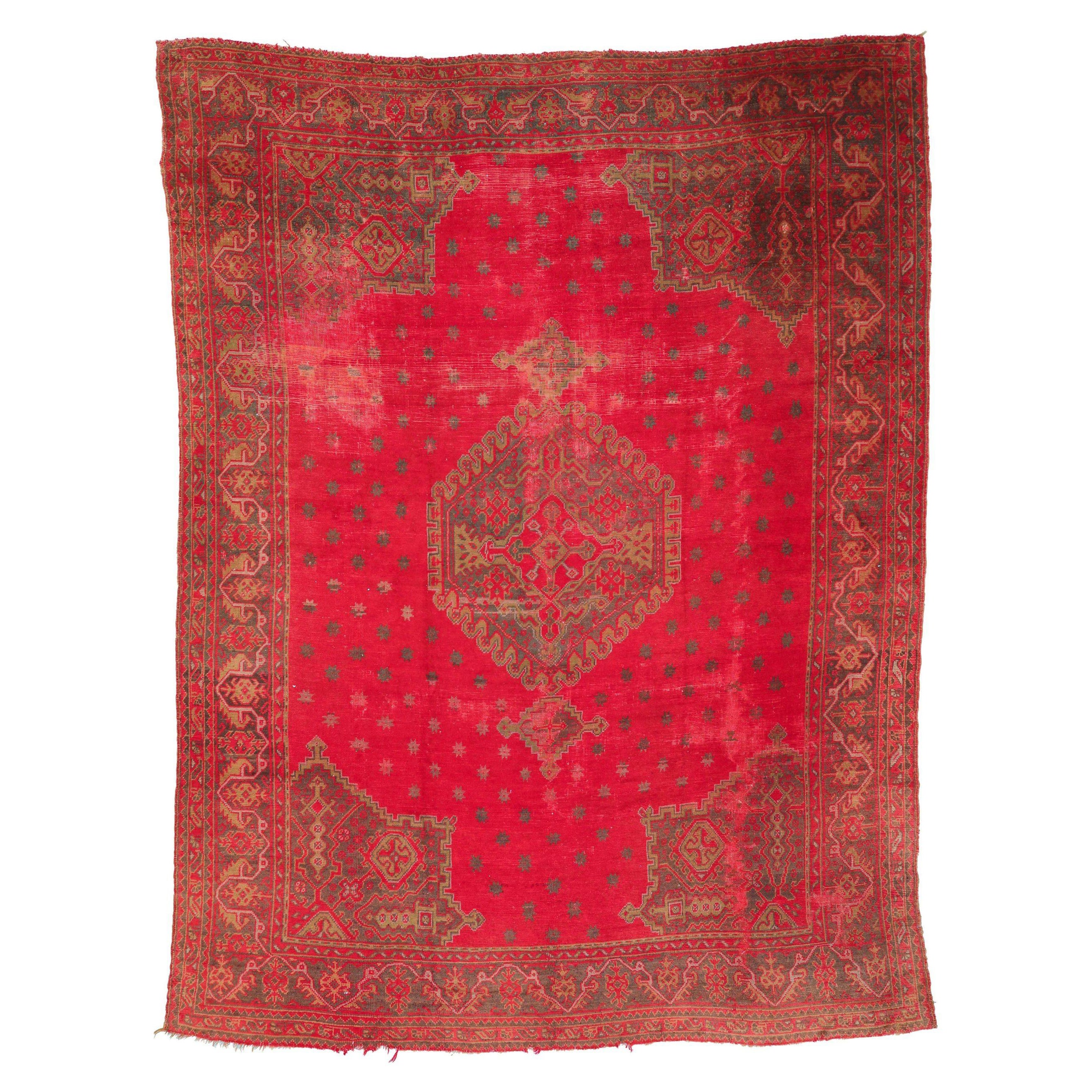 Afghanistan Oushak Over Size Rug - Wool Red Design - 93671