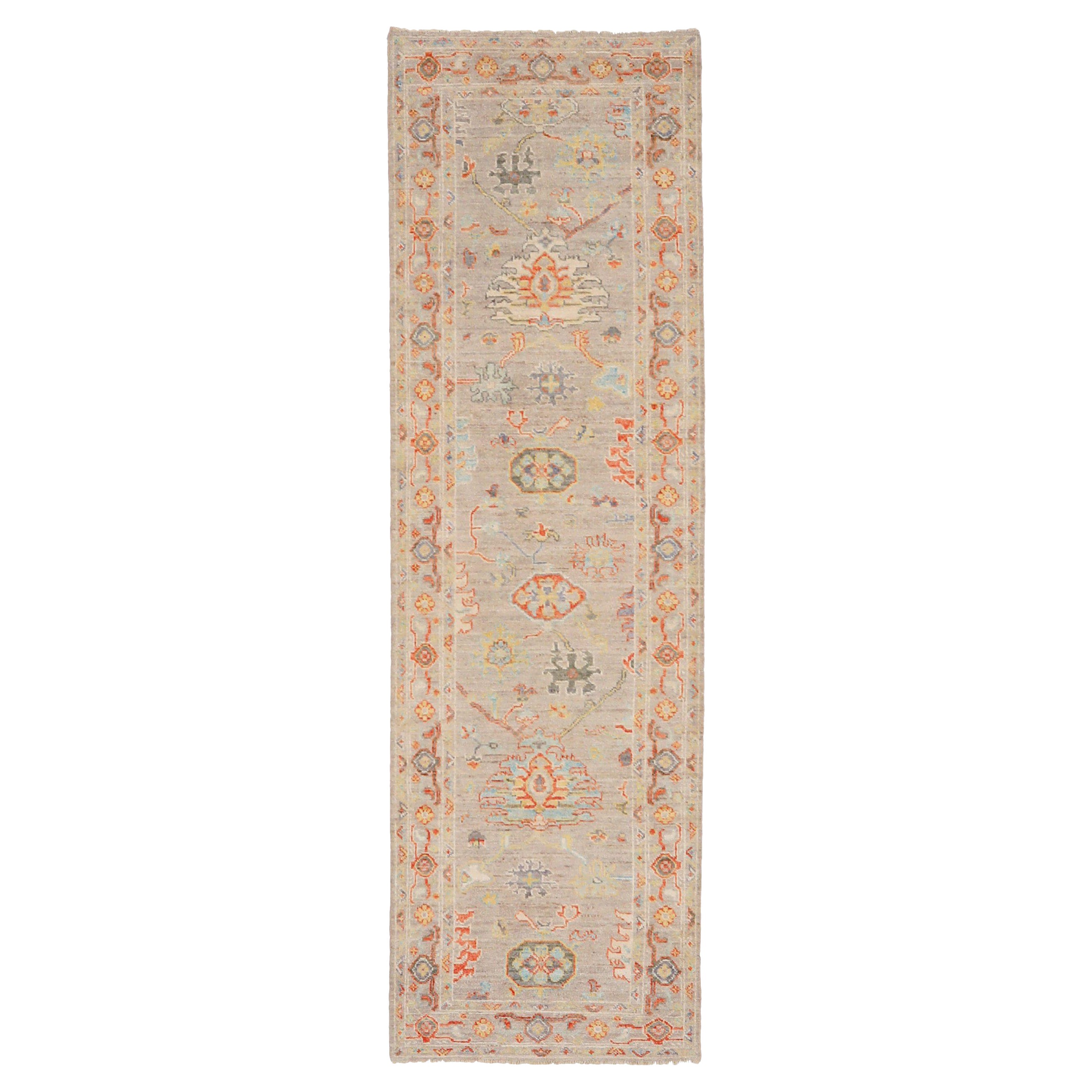 Afghanistan Oushak-Läufer - Wolle Elfenbeinrot Design - 93658 im Angebot