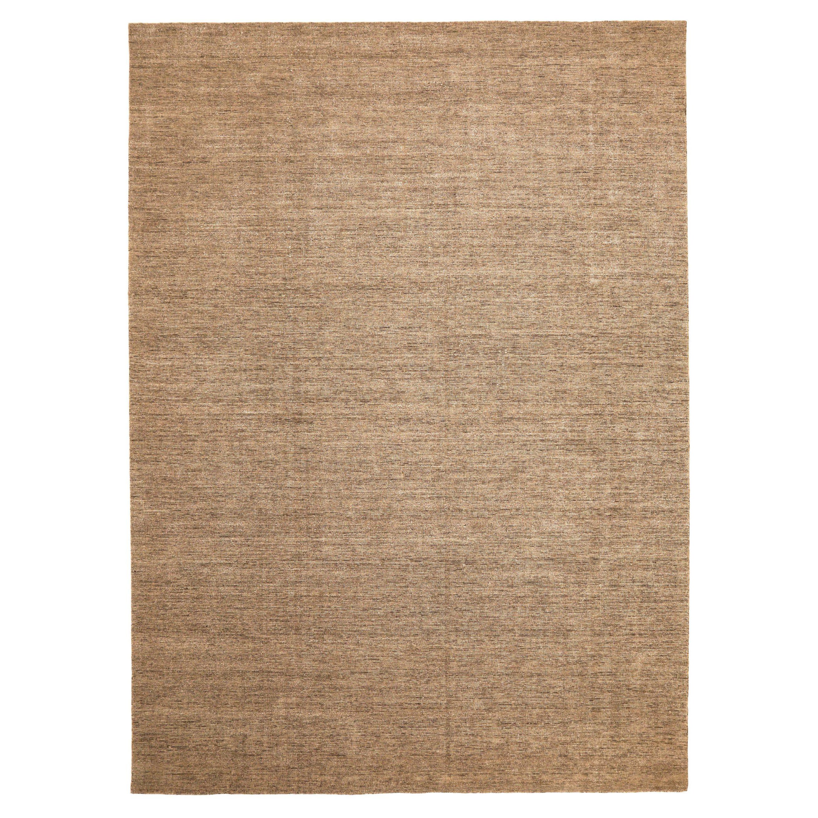 India Solid Area Rugs - Wolle Brown Taupe Design - 93687