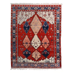 Tapis persans Bakhtiari - Laine ivoire bleu marine bleu rose rouge - 93675