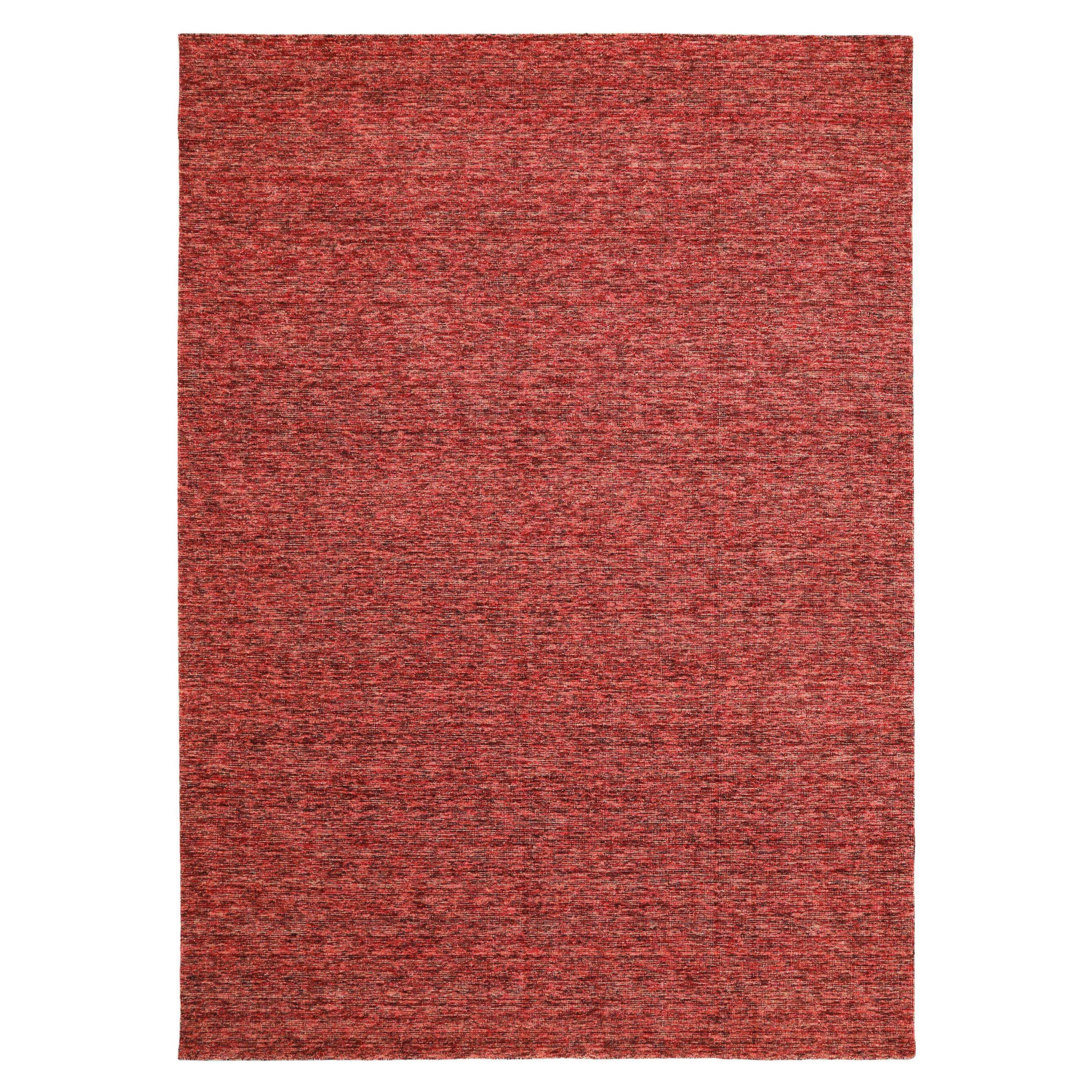 Indische massive Teppiche – Wolle in Rot, massivem Design – 93690