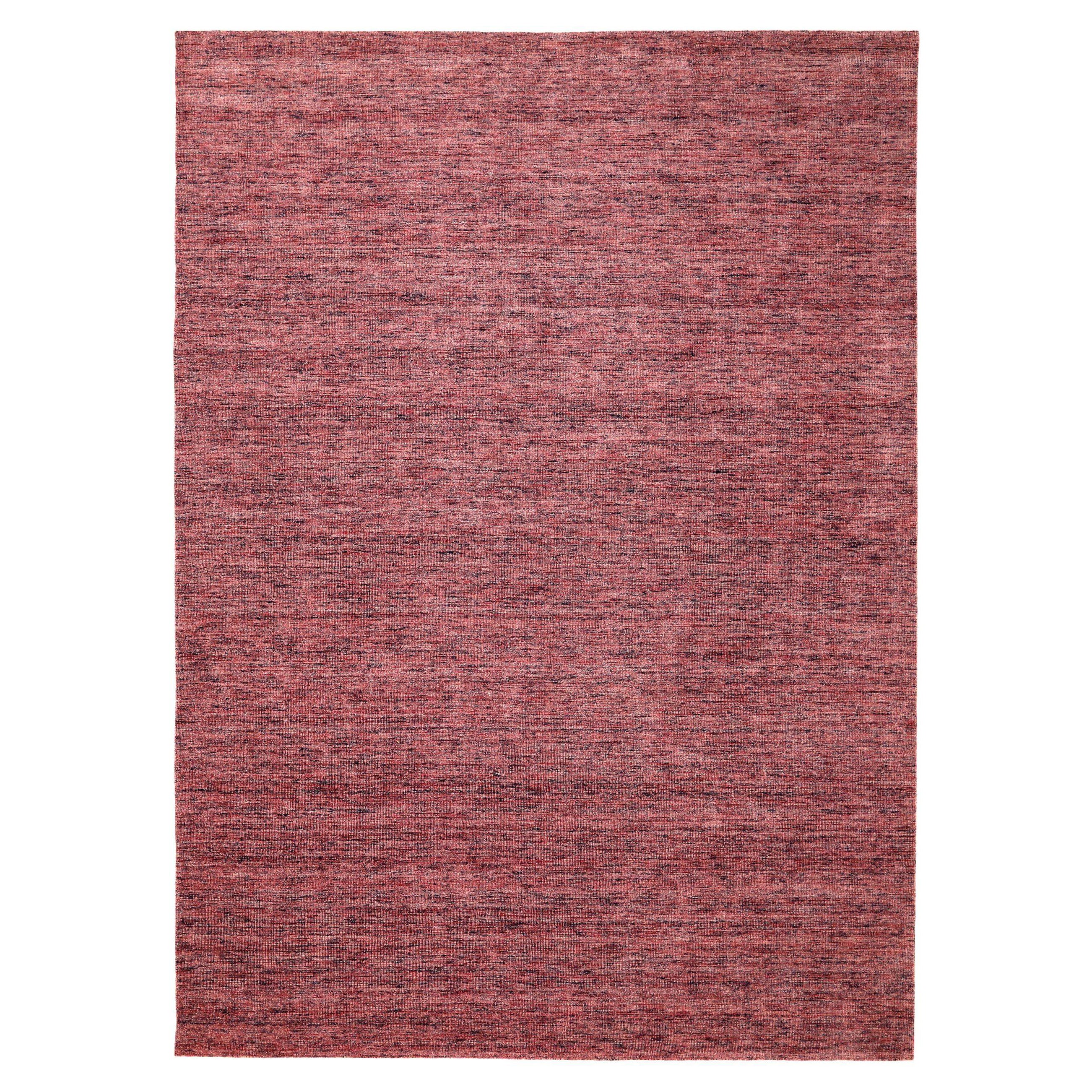 Indische massive Teppiche – Wolle in Rot, massivem Design – 93696