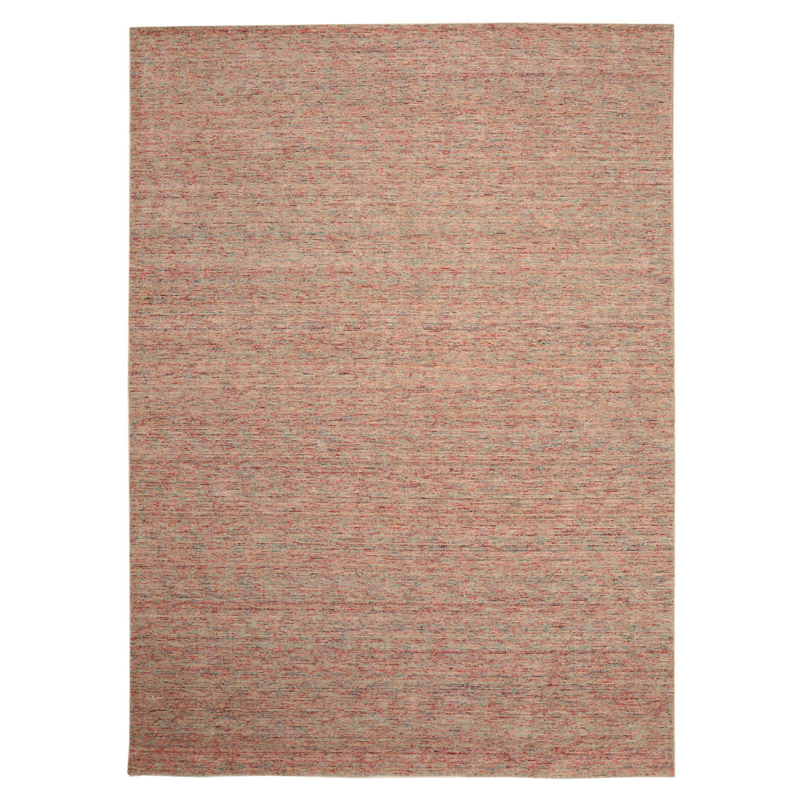 Tapis d'Inde en laine gris rose rouge motif - 93699