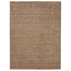 India Solid Area Rugs - Wolle Brown Taupe Design - 93724