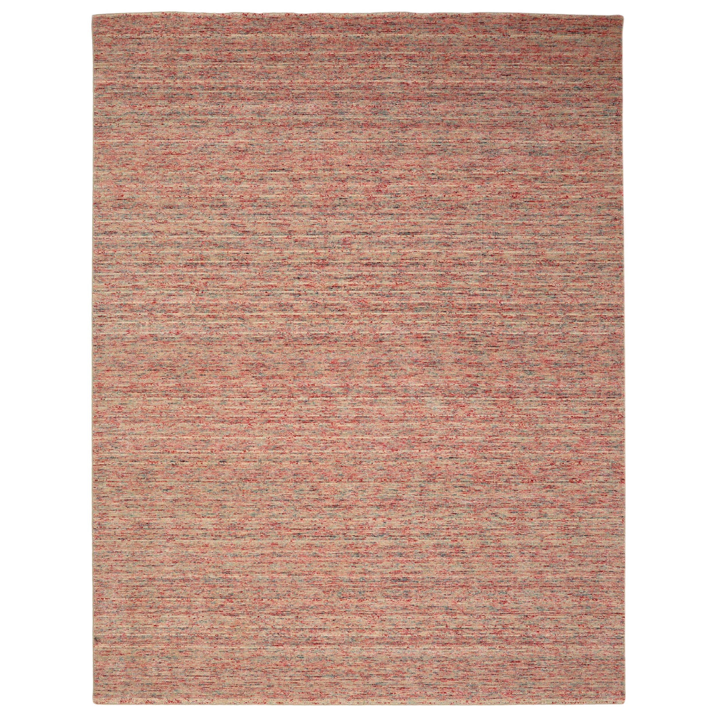 India Solid Area Rugs - Wool Ivory Red Design - 93726