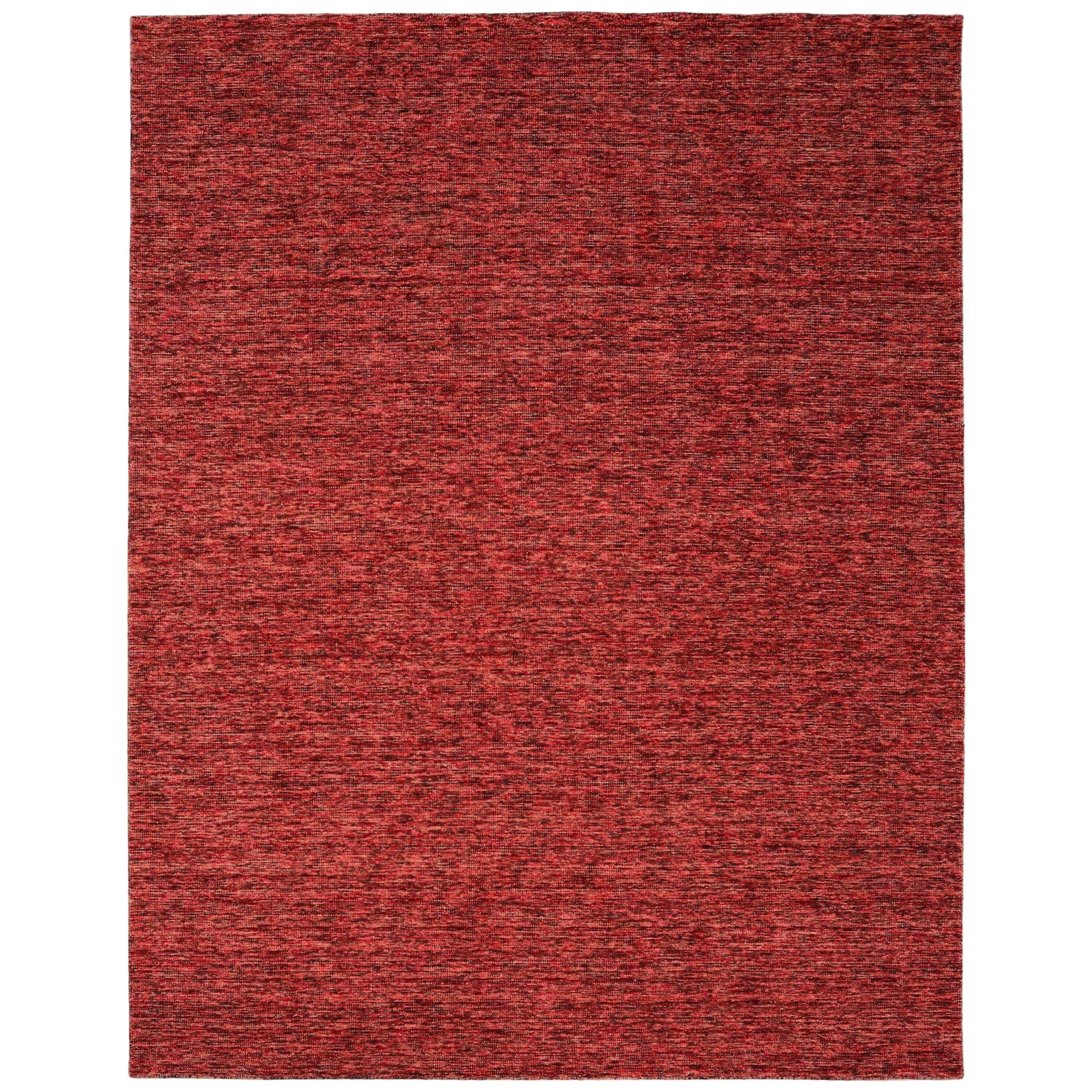 Indische massive Teppiche – Wolle in Rot, massivem Design – 93727