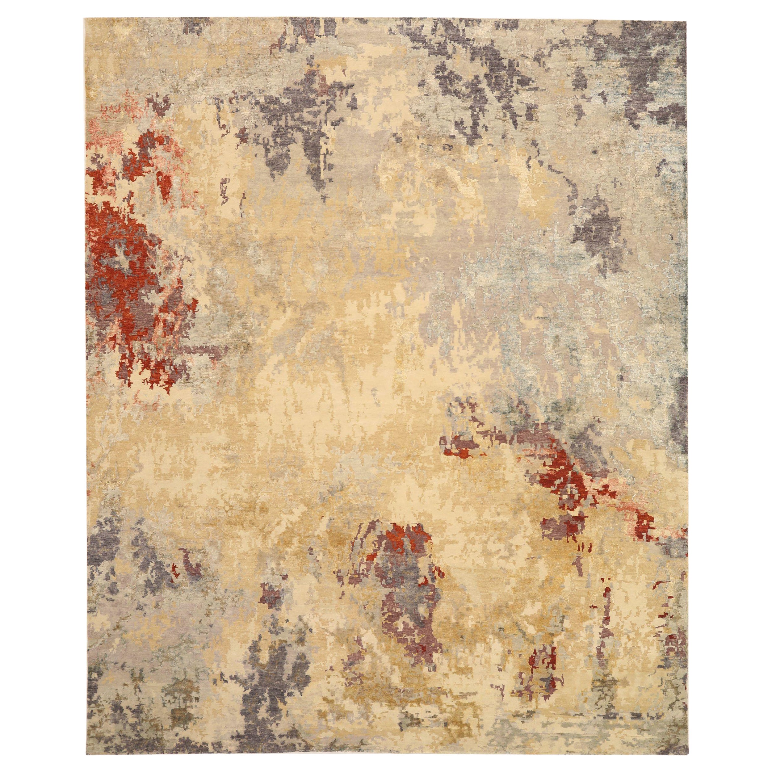 India Over Size Teppich - Wolle und Seide Braun Rot Grau/Silber - 93755