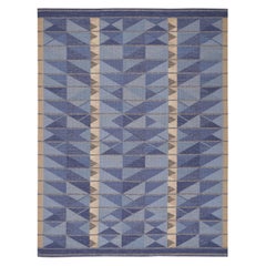 India Scandinavian Area Rugs - Wool Blue Ivory Navy Blue - 93779
