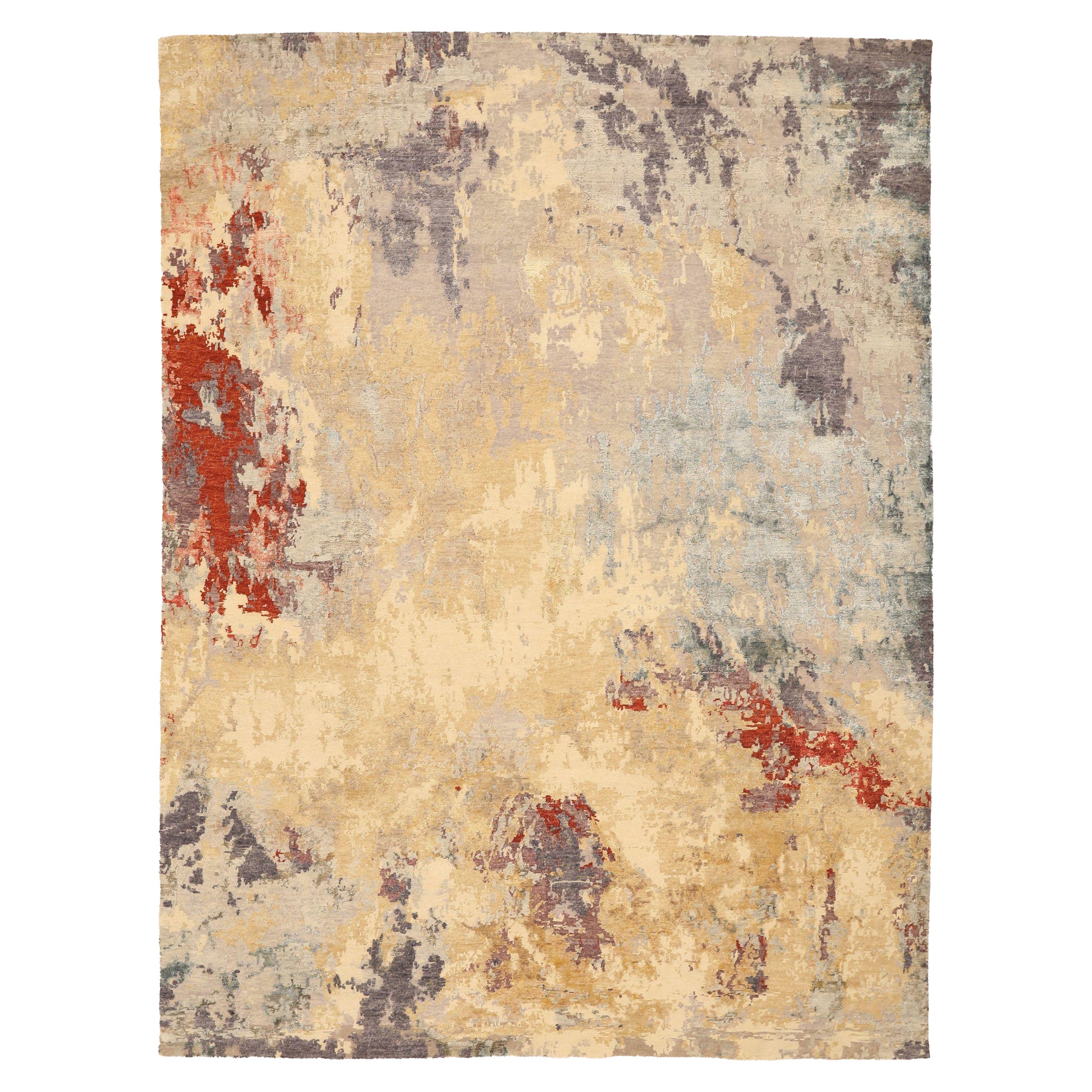 India Area Rugs - Wool Brown Red Shades of Gray / silver - 93759