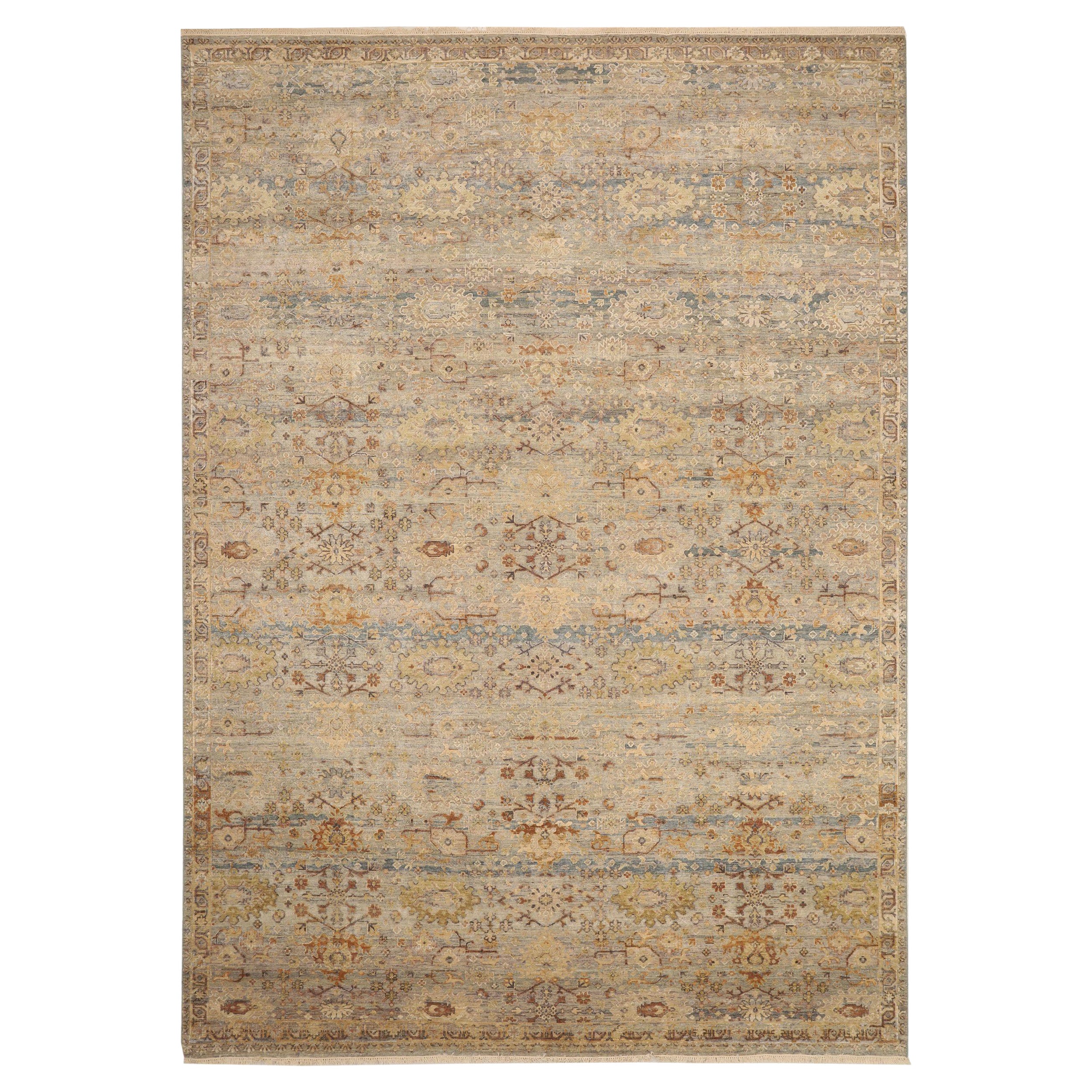 Oushak-Teppiche aus Indien – Wolle in elfenbeinfarbenem Design – 93783