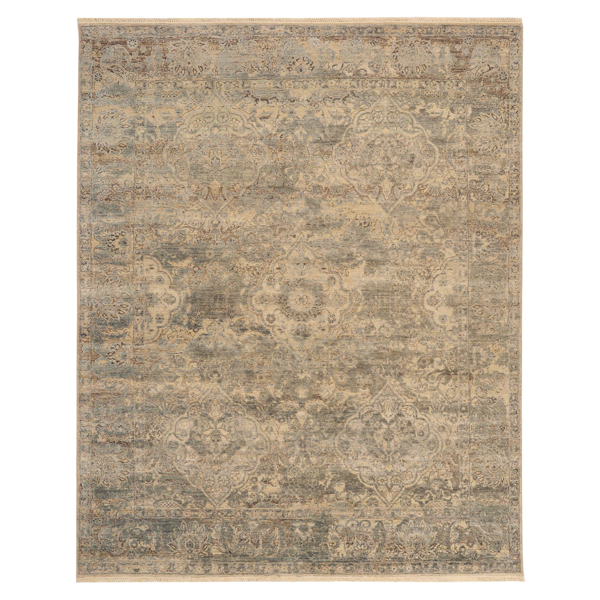 Indien Oushak Bereich Teppiche - Wolle Brown Elfenbein Taupe Design - 93784