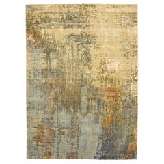 India Area Rugs - Wool Gray Green Ivory Yellow Design - 93768