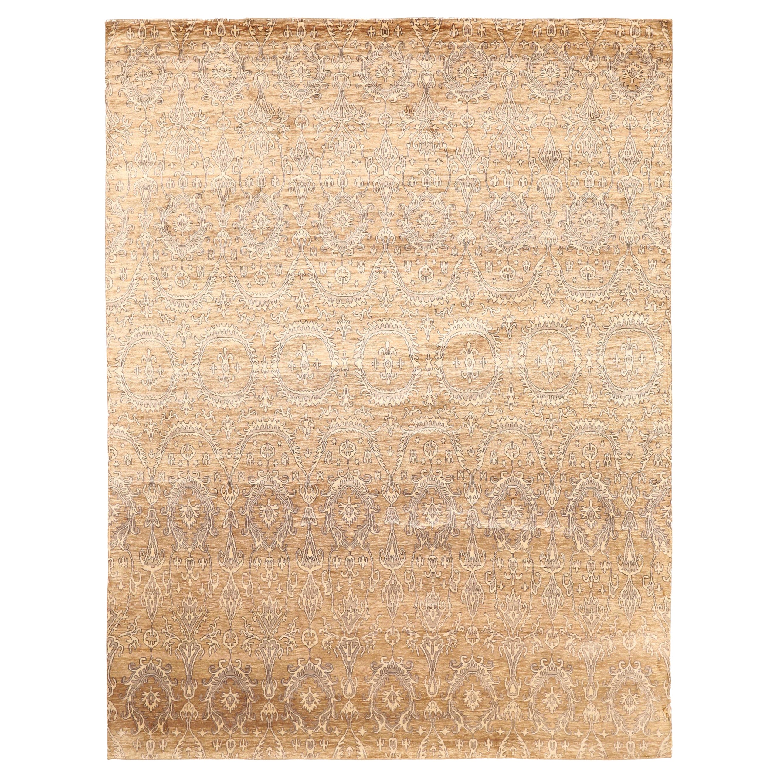 Indien Khotan Teppiche - Wolle Braun Elfenbein Design - 93818