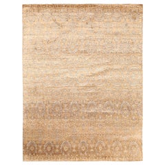India Khotan Area Rugs - Wool Brown Ivory Design - 93818