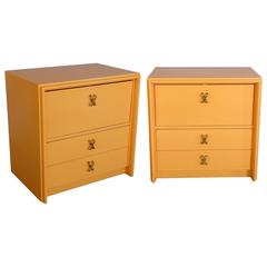 Pair of Hermes Orange Paul Frankl Nightstands