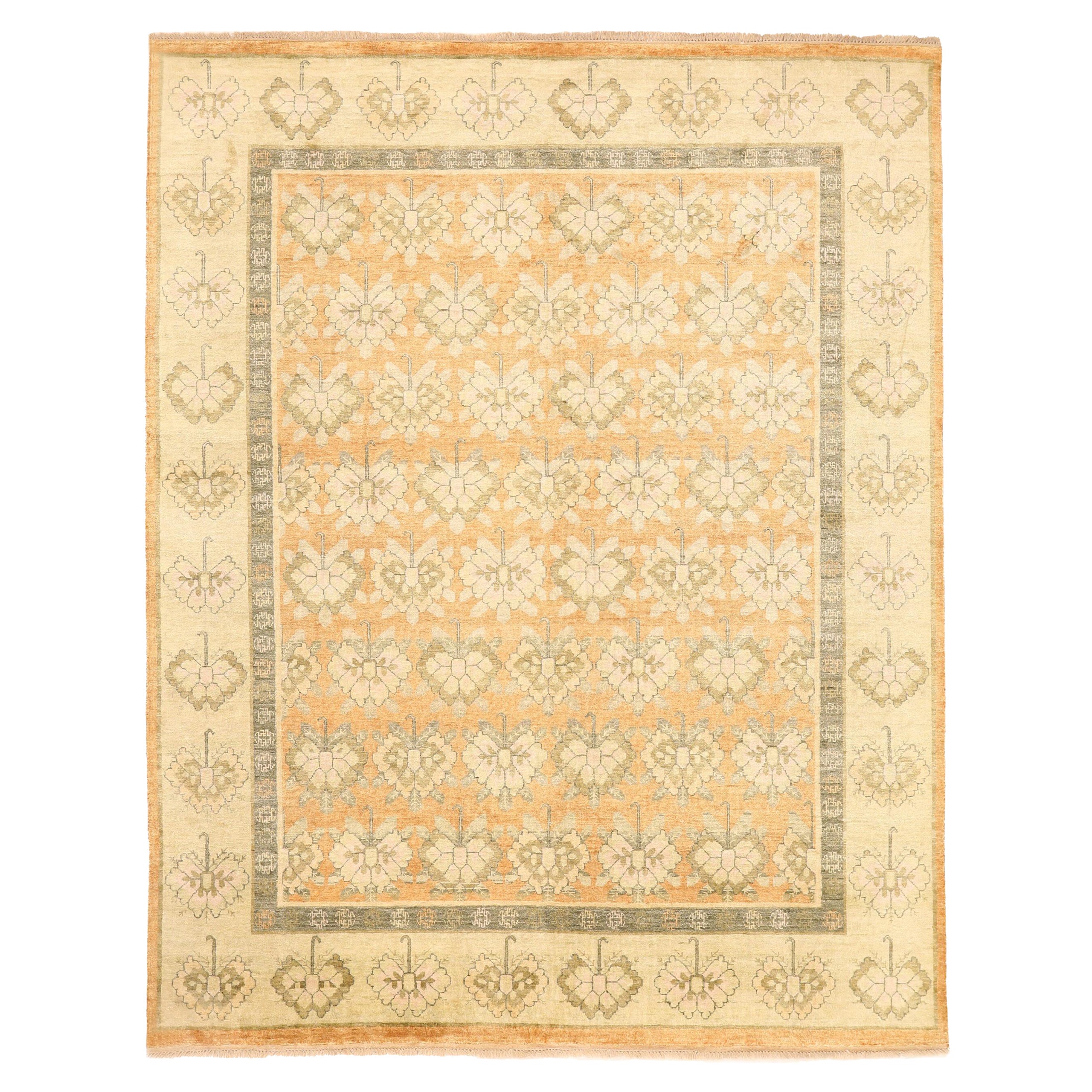 Tappeti India Khotan - Lana Avorio Arancione Giallo - 93814