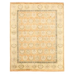 India Khotan Area Rugs - Wool Ivory Orange Yellow Design - 93814