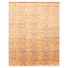 India Khotan Area Rugs - Wool Blue Ivory Orange Design - 93817