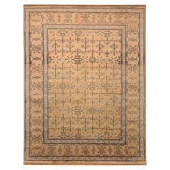 India Khotan Area Rugs - Wool Ivory Yellow Design - 93852