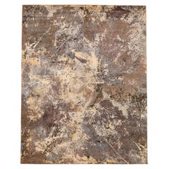 India Modern Area Rugs - Wool Brown Ivory Design - 93853