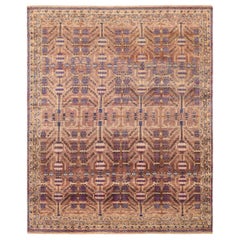 India Khotan Area Rugs - Wool Brown Ivory Purpel Design - 93858