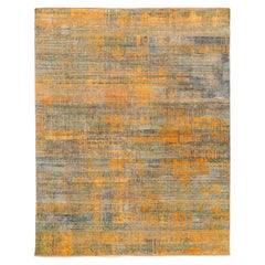 India Modern Area Rugs - Wool Blue Green Orange Yellow Design - 93859