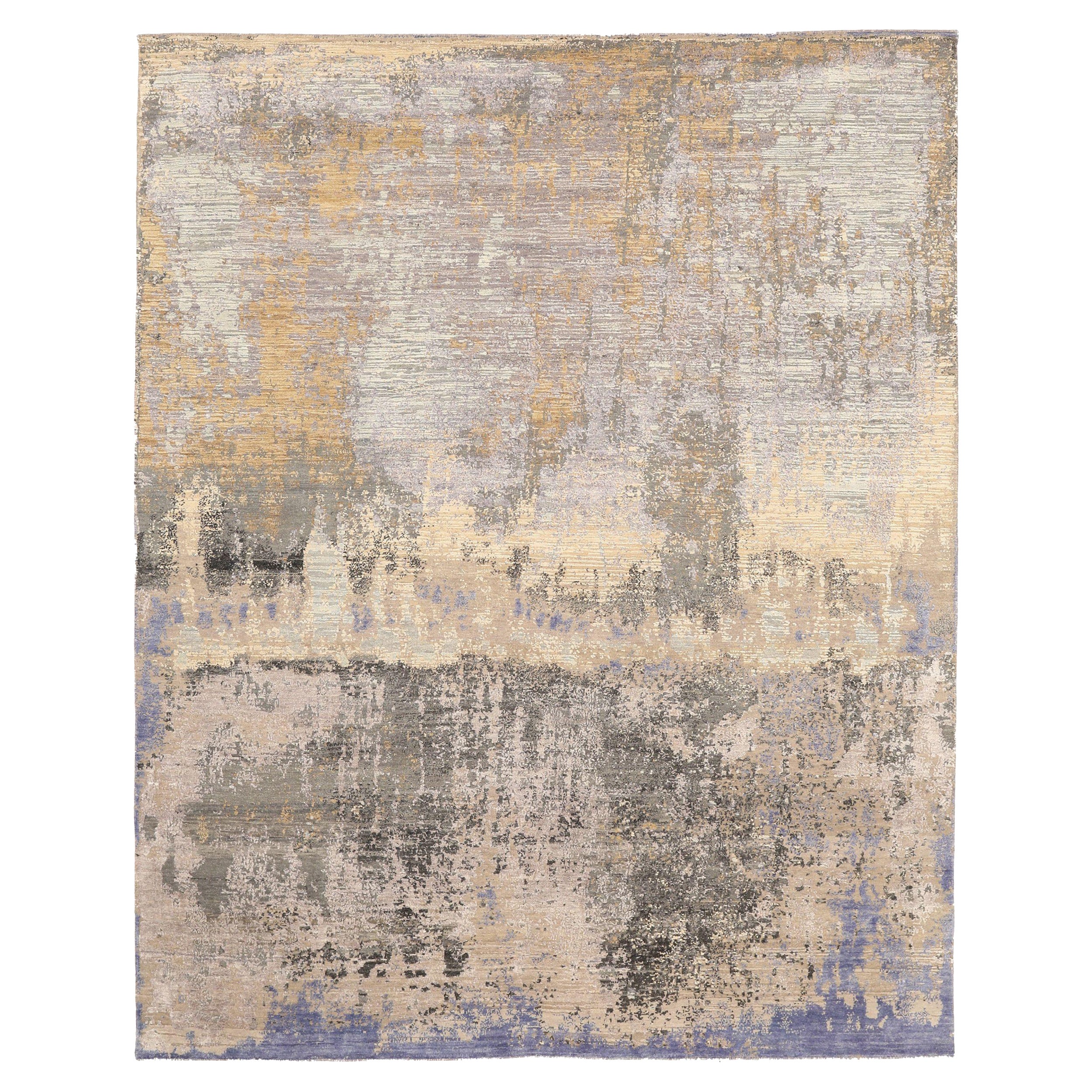 India Modern Area Rugs - Wool Blue Brown Gray/silver - 93842