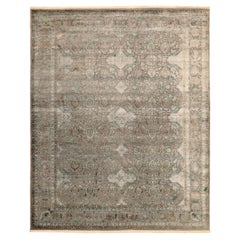 Indische Täbris-Teppiche - Wolle Grün Elfenbein Taupe Design - 93846