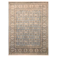 Khotan-Teppiche aus Wolle in Blau und Elfenbein, Indien, 93847