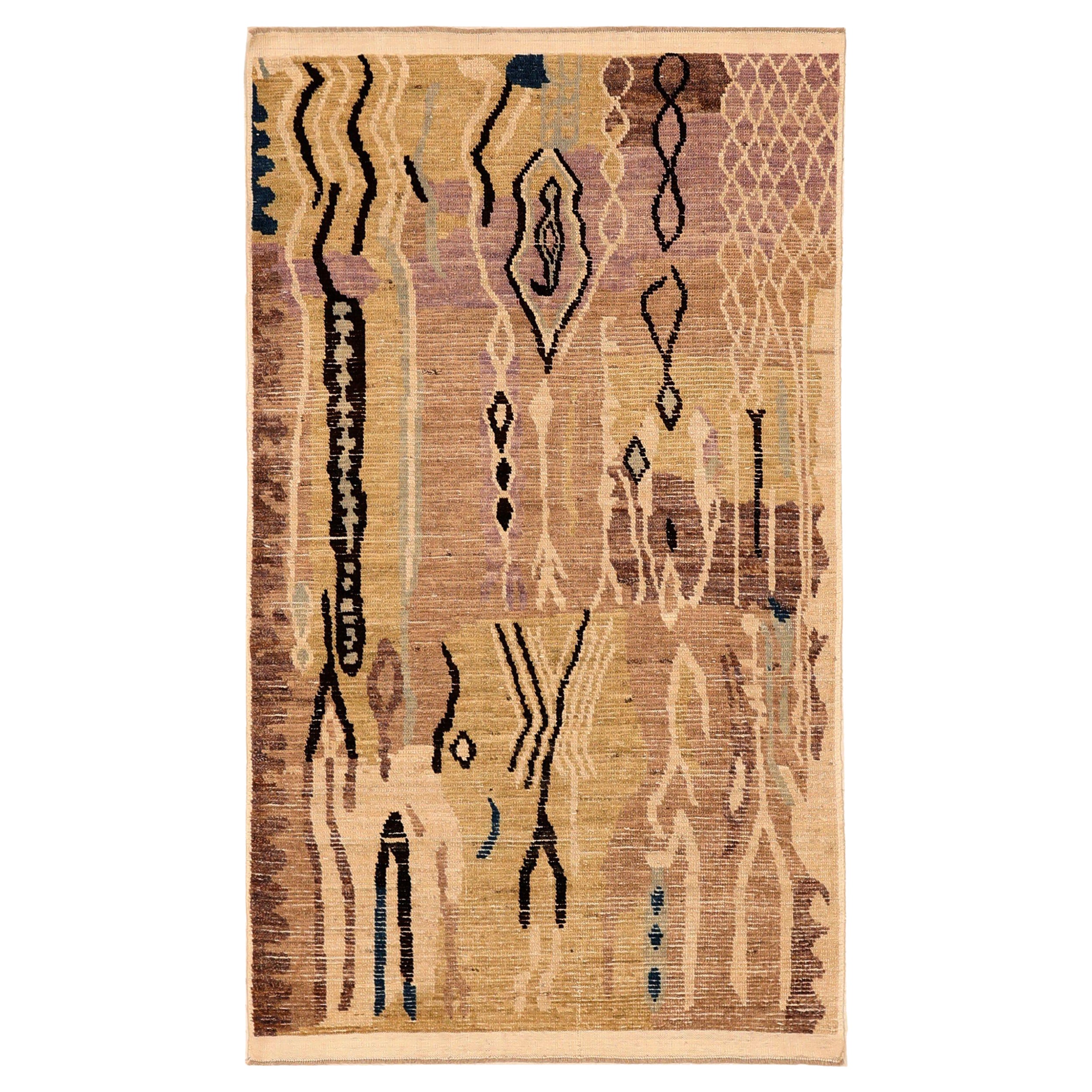 Afghanistan Marokkanischer kleiner Teppich - Wolle Schwarz Braun Purpel - 93881
