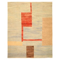Afghanistan Kilim Area Rugs - Wool Brown Ivory Red Yellow - 93882