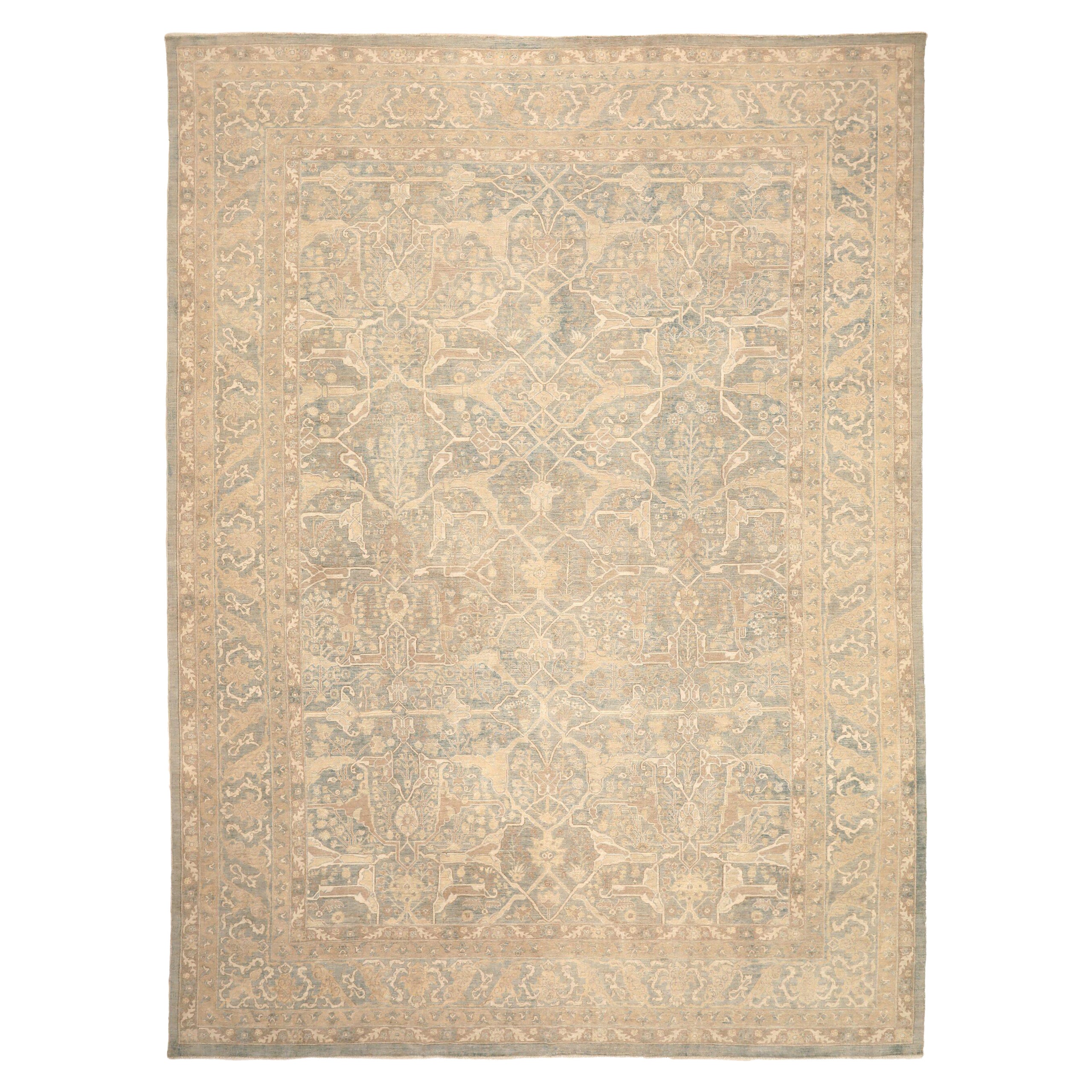 Afghanistan Haji Jalili-Teppiche - Wolle Grau Elfenbein Design - 93895