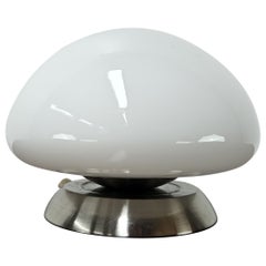 1970s white glass table lamp with touch ignition