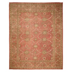 India Tabriz Over Size Rug - Wool Brown Pink Red Design - 93865
