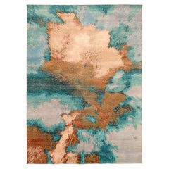 Indien Modern Area Rugs - Wolle Blau Braun Elfenbein Rot Design - 94023