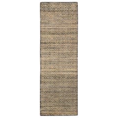 India Modern Runner Rug - Wool Brown Ivory Design - 94044