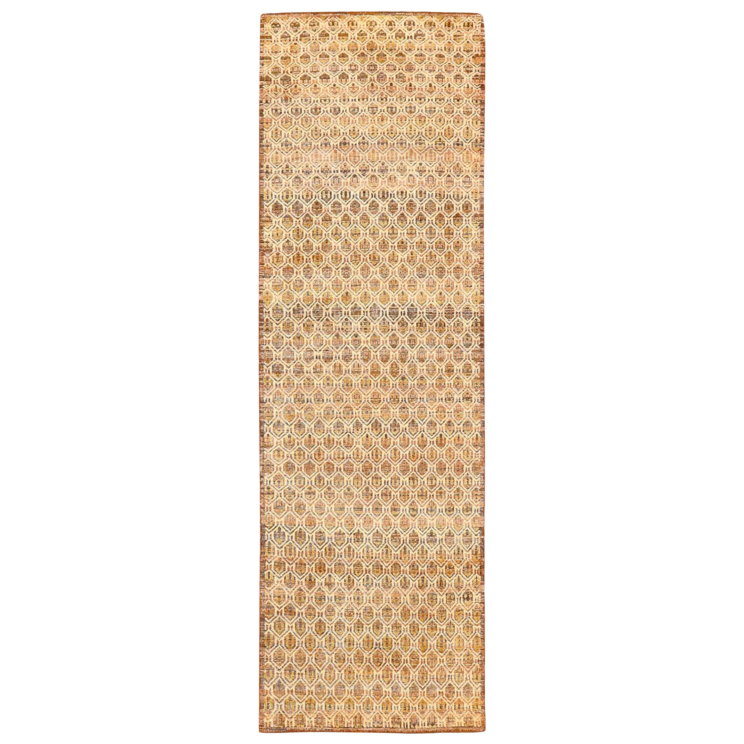 Tappeto Runner India Modern - Lana Marrone Avorio Design - 94050