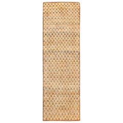 India Modern Runner Rug - Wool Brown Ivory Design - 94050