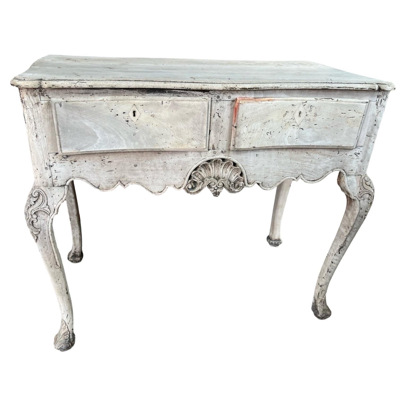 Mesa consola portuguesa de nogal blanqueado, Siglo XVIII