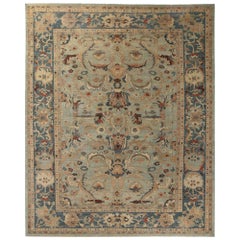 Afghanistan Sultanabad Over Size Rug - Wool Light Blue Design - 95807