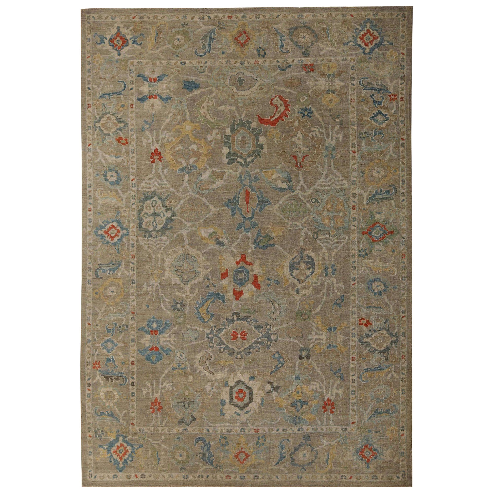 Afghanistan Sultanabad Area Rugs - Wolle Brown Taupe Design - 95836